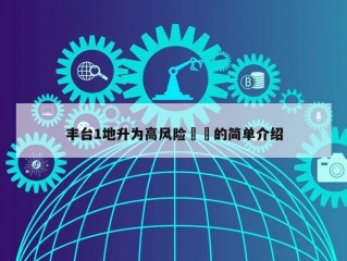 丰台1地升为高风险㊙️的简单介绍